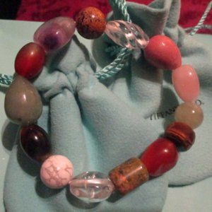 Bracelets  real/natural semiprecious stones with plastic beads (stretch to fit)